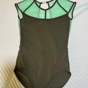 Green and Black Mesh Leotard